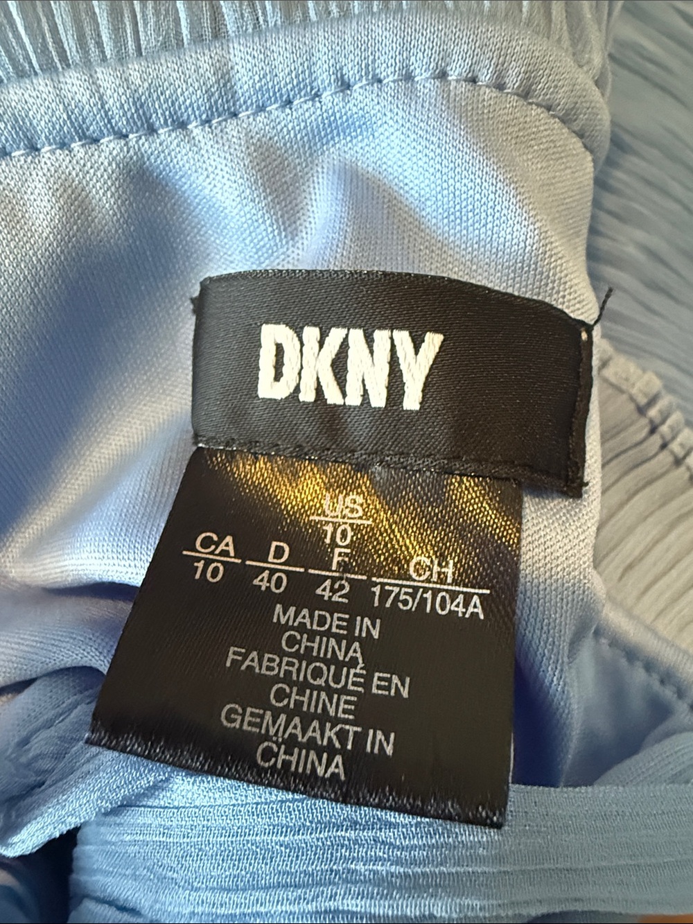 DKNY Light Blue Sleeveless Pleated Tie-Neck pin tuck dress - Picture 7 of 8
